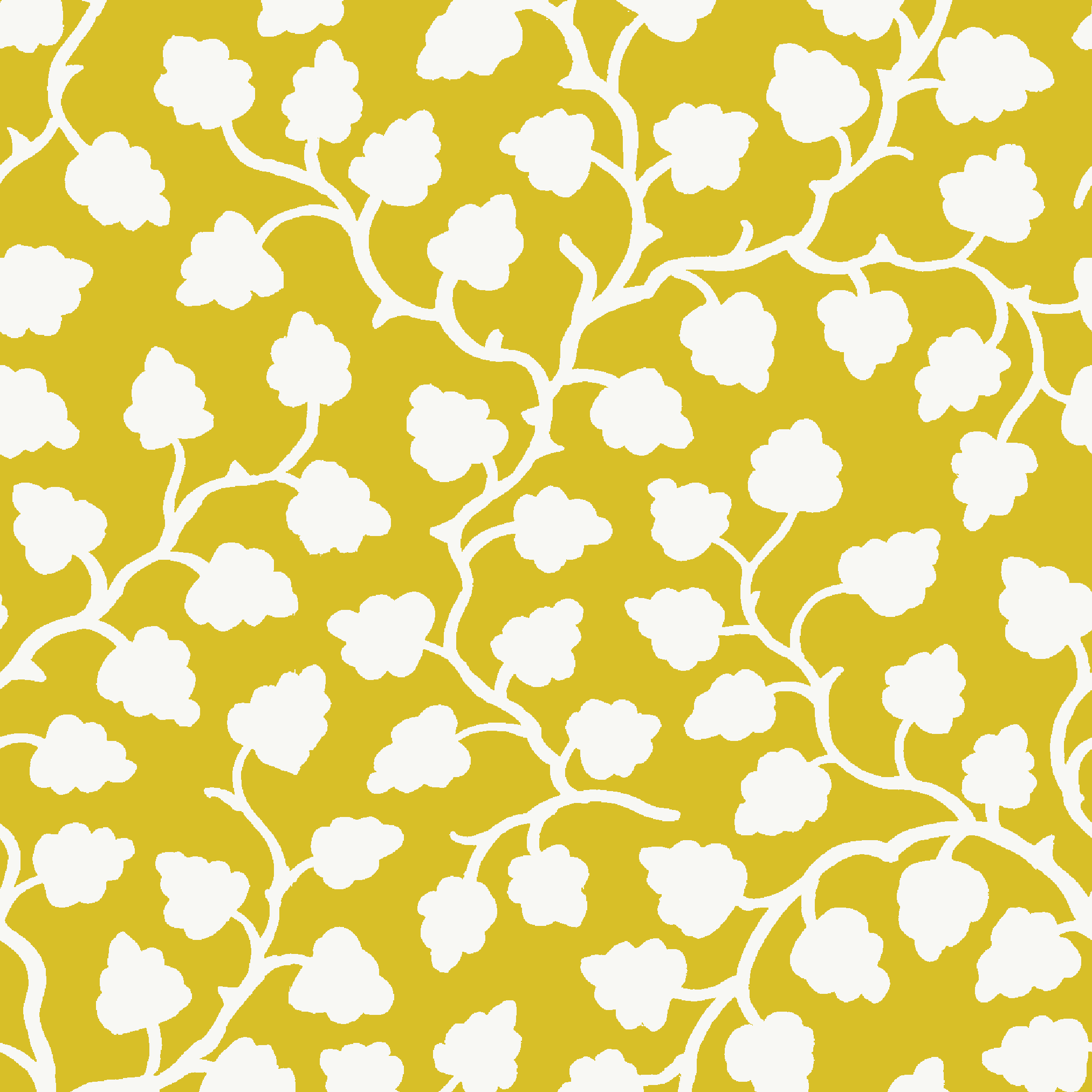 White floral pattern on a yellow background