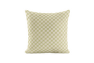 Geometric patterned pillow in green and ivory