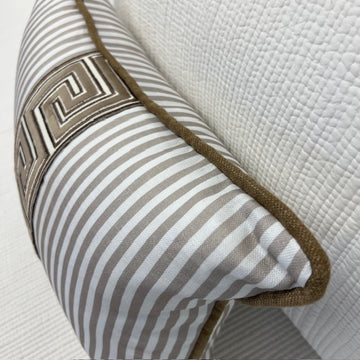 WWH Fave - Carlisle Stripe in Mocha with tan Greek key tape center stripe