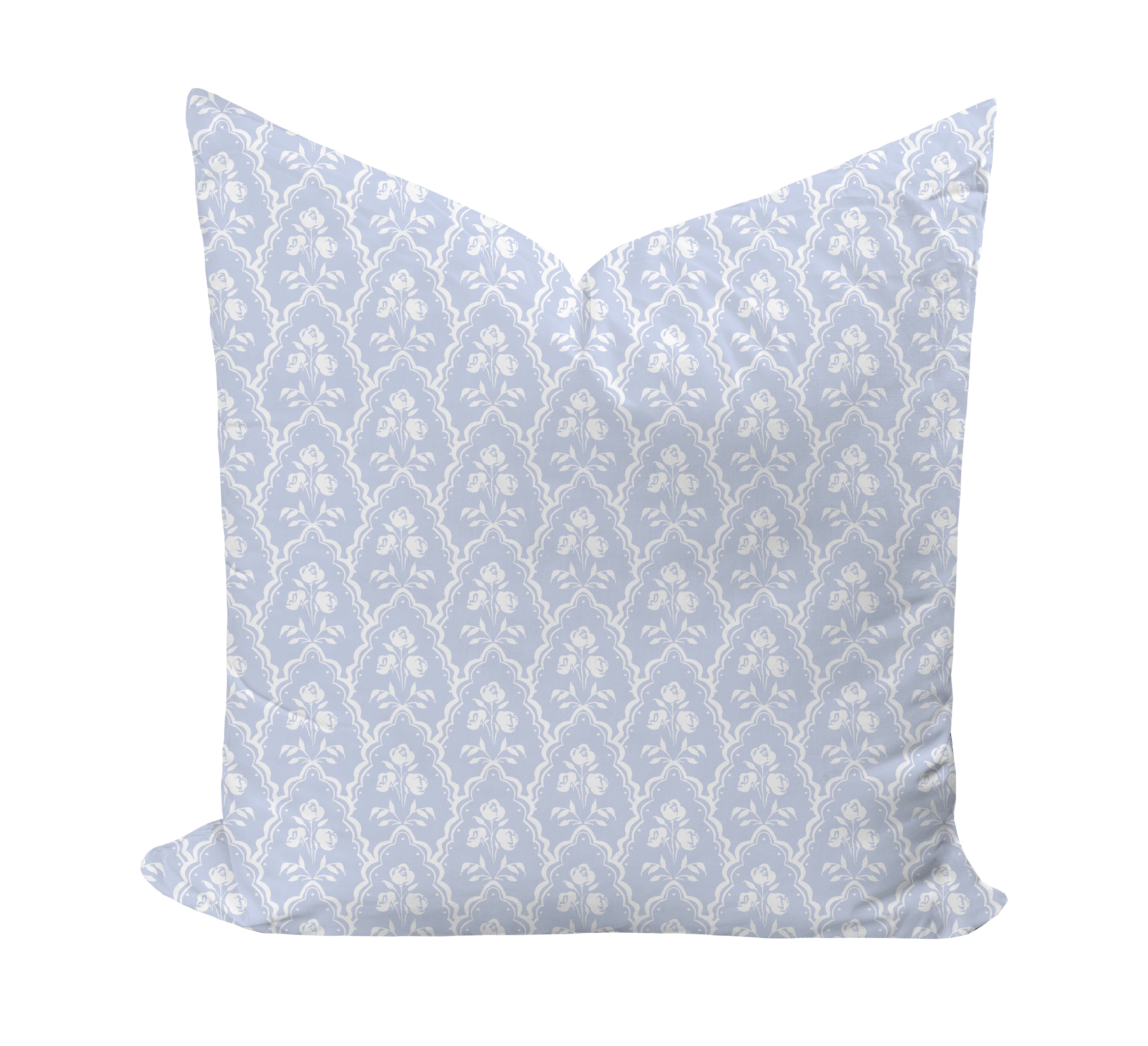 Floral pattern pillow cover in periwinkle