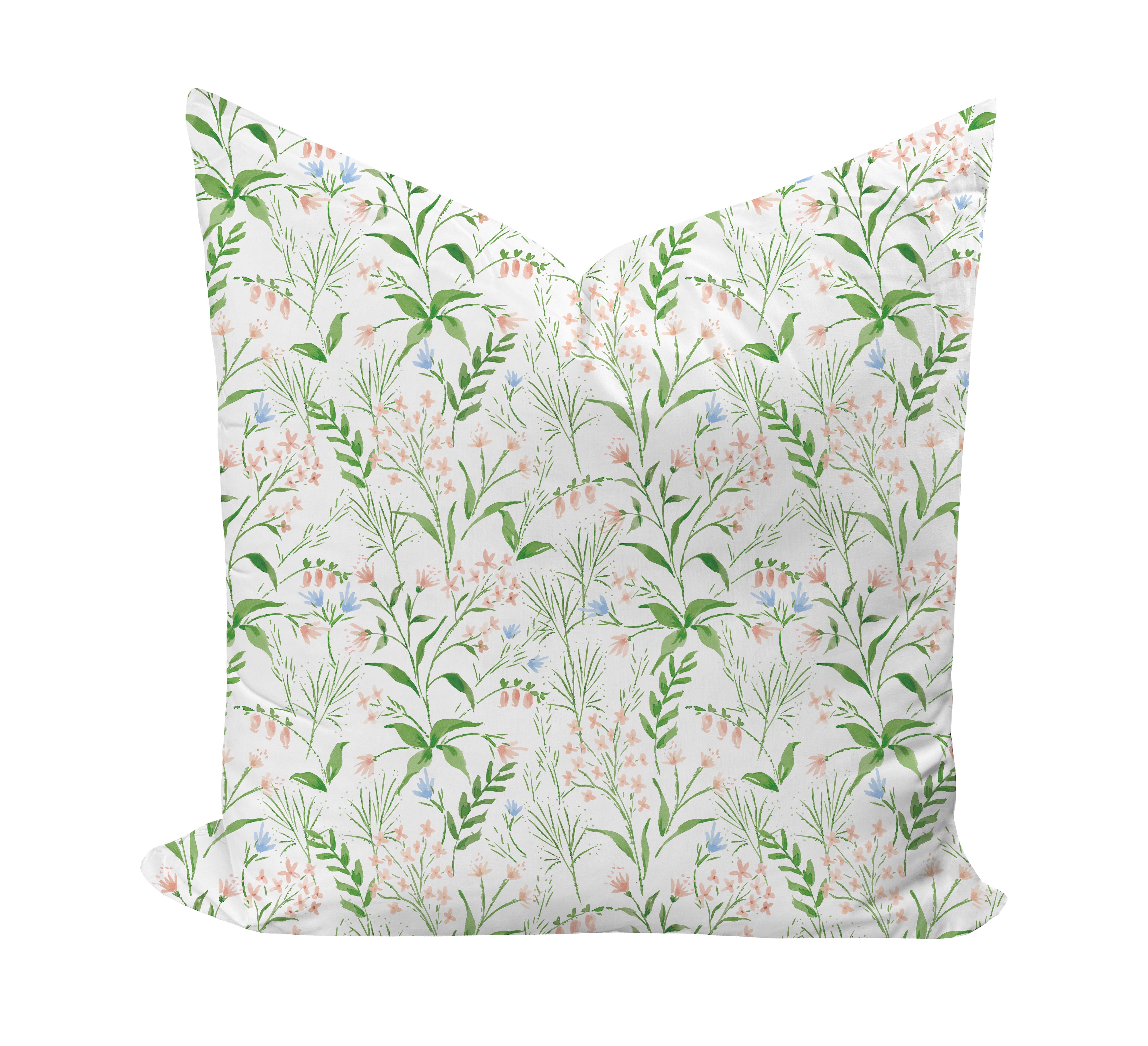 Pink and Green floral patterned pillow cover