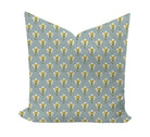 Decorative pillow with floral pattern on a light blue background by Camila Moss