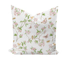 Pillow cover with butterflies and birds in pink and green