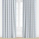 Blue floral Patterned curtains with a white background