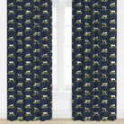 Dog patterned drape in navy blue by Camilla Moss