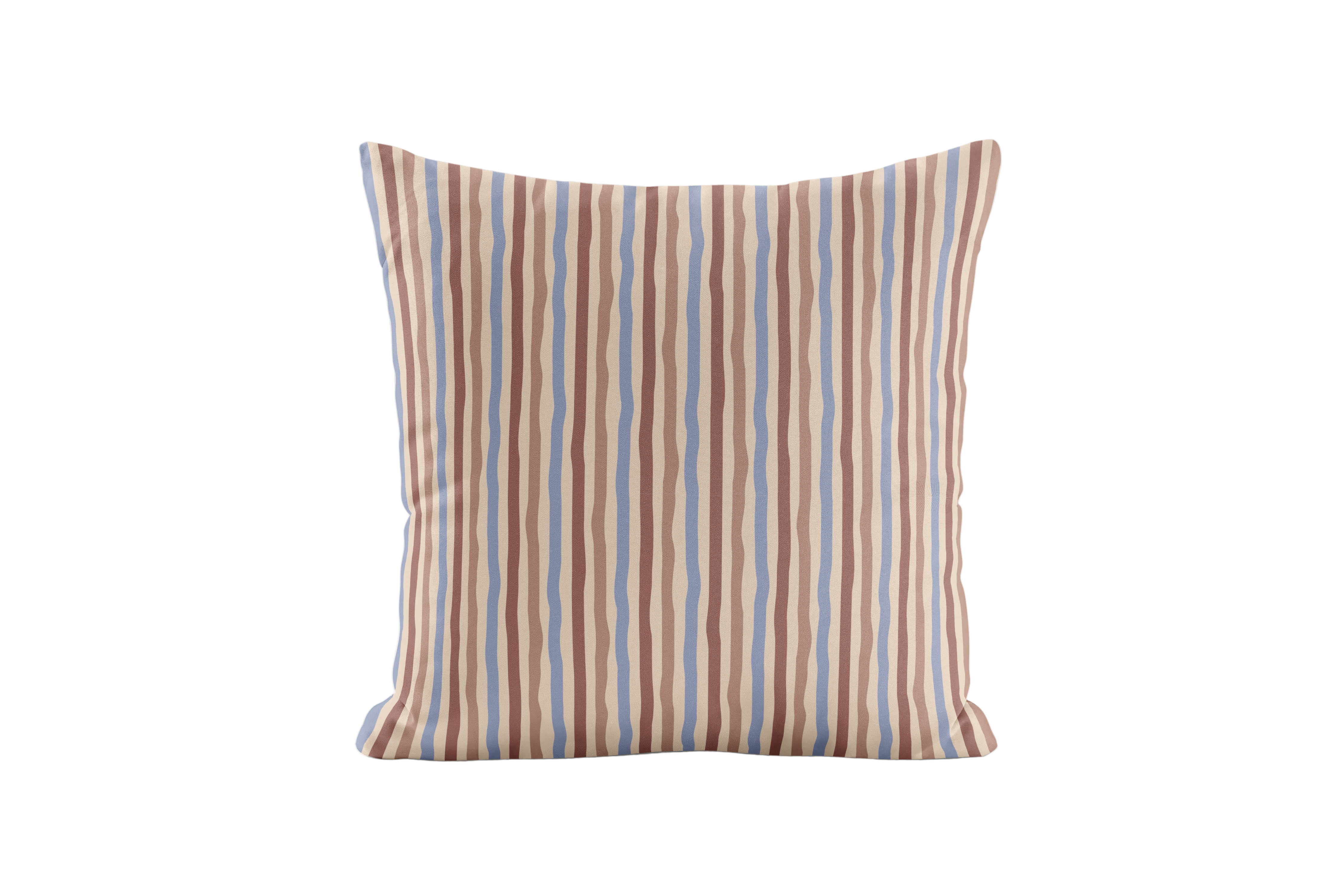 Striped pillow with brown and Purple pattern on a white background
