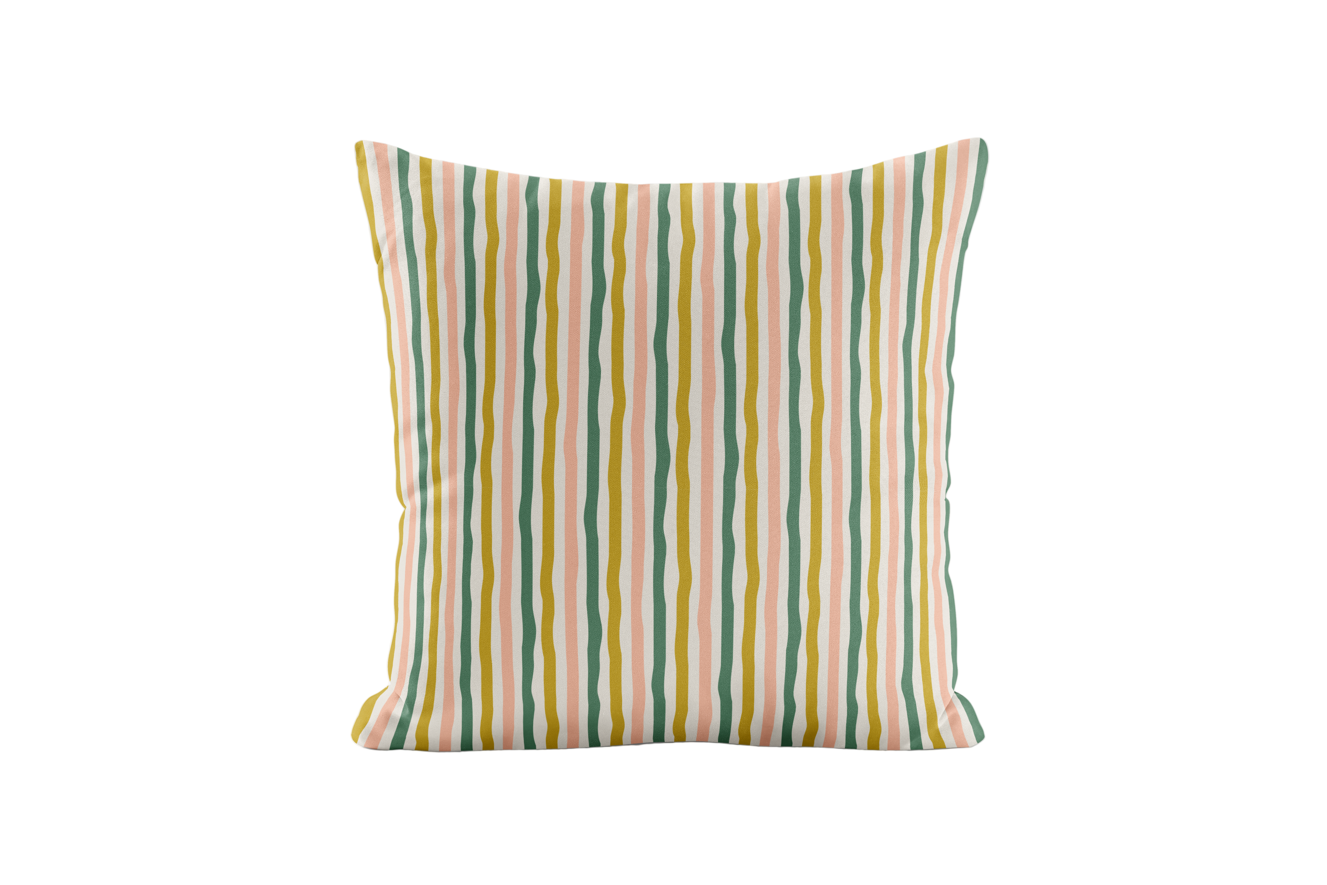 Striped pillow with multicolor pattern on a white background