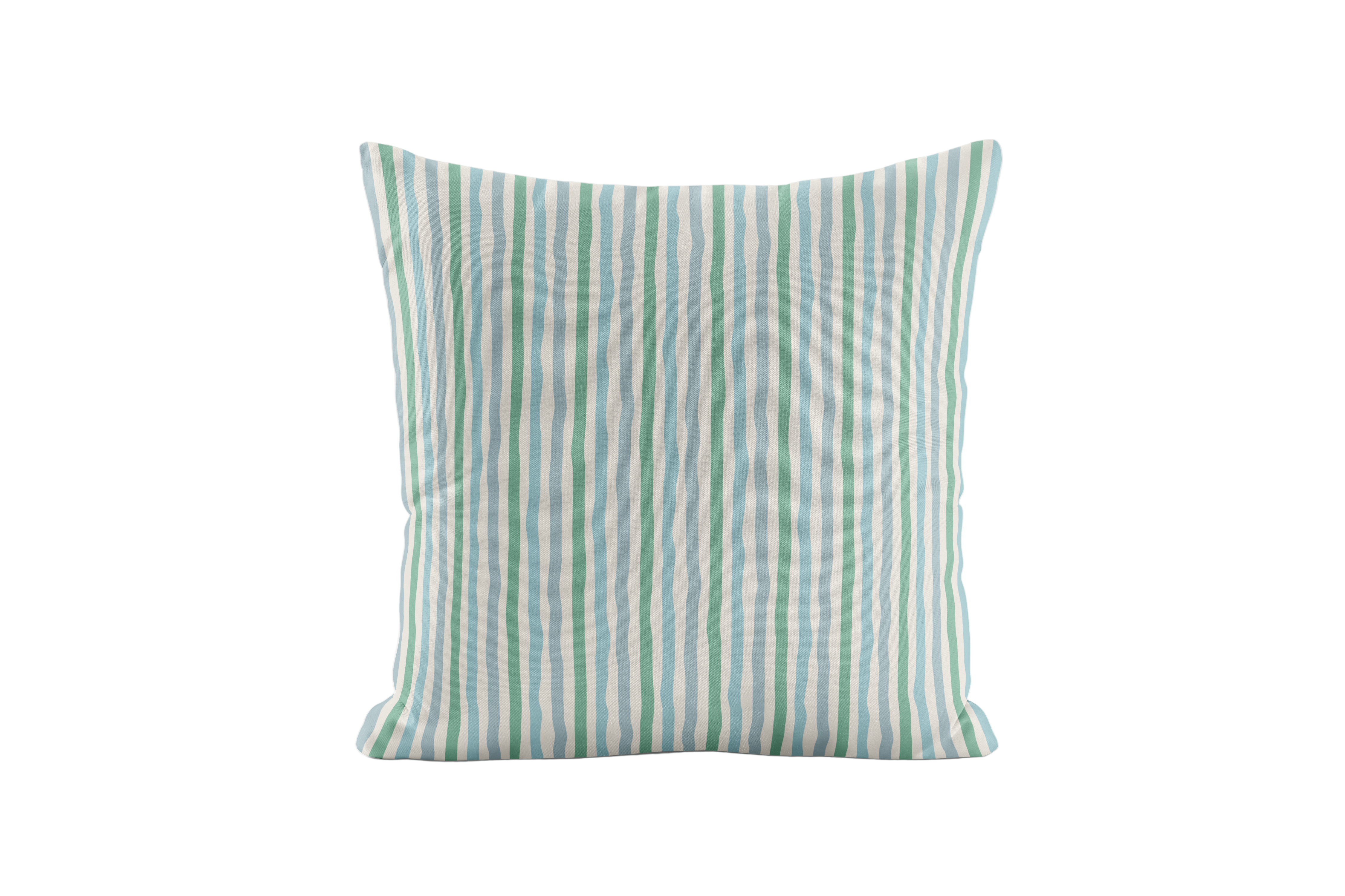 Striped pillow with blue and green 