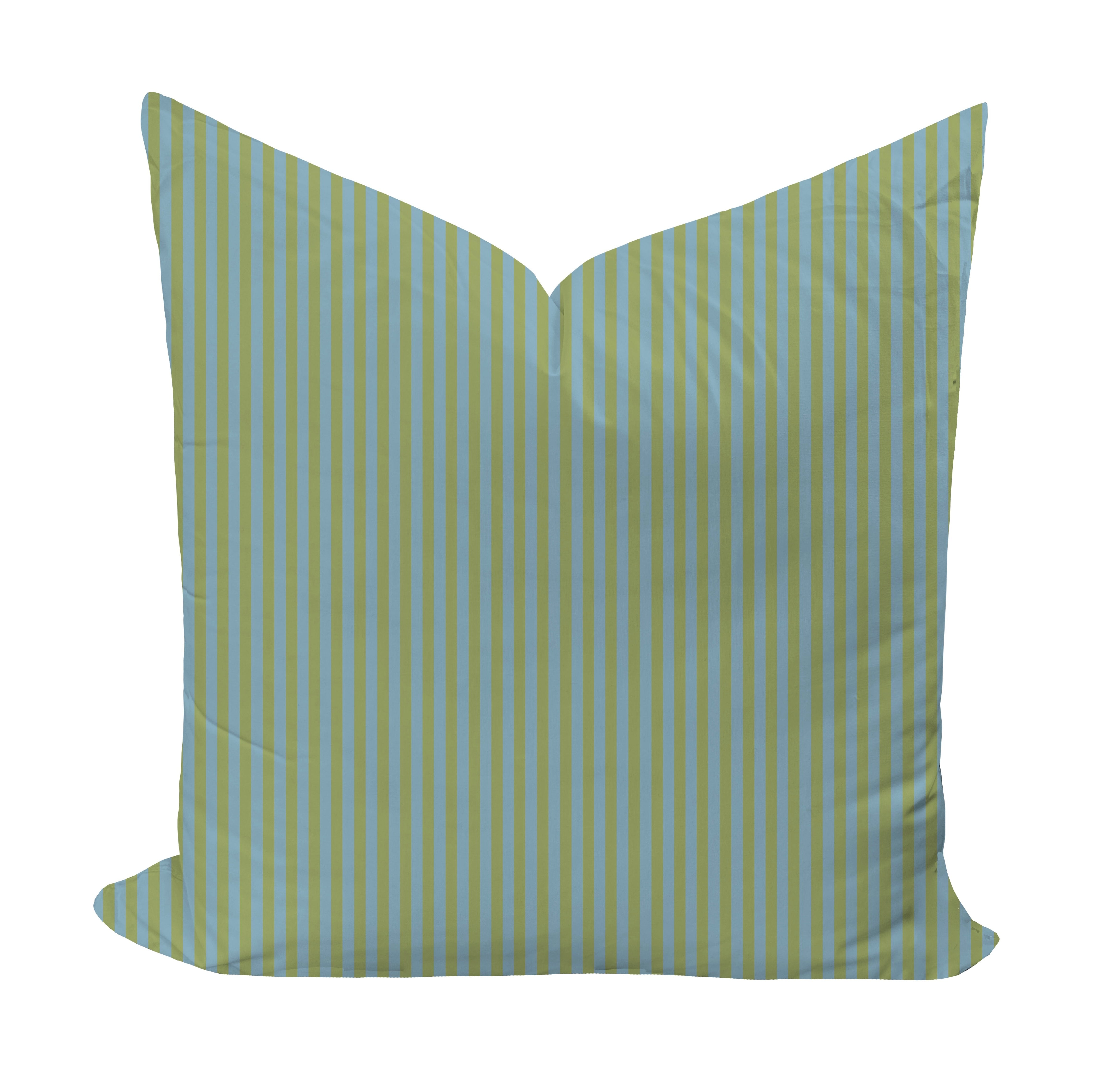 Blue and green striped pillow cover