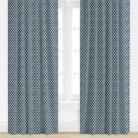 Navy Patterned drapery panel