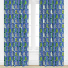 Cowboy boot patterned drapes in blue