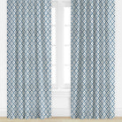 Geometric patterned drapes in chambray