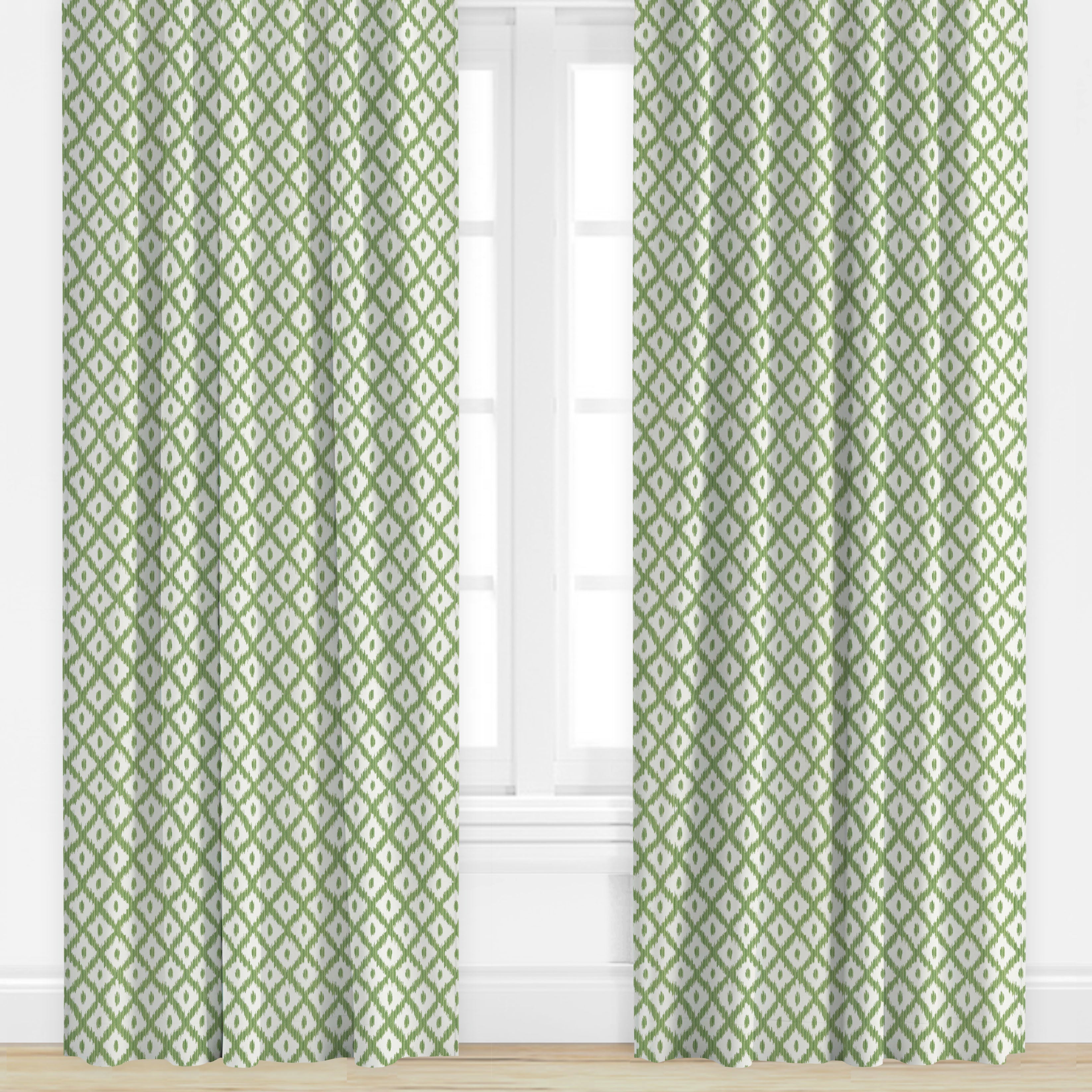 Geometric Patterned drapes in green by Kravet