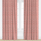 Red geometric patterned drapes by Kravet