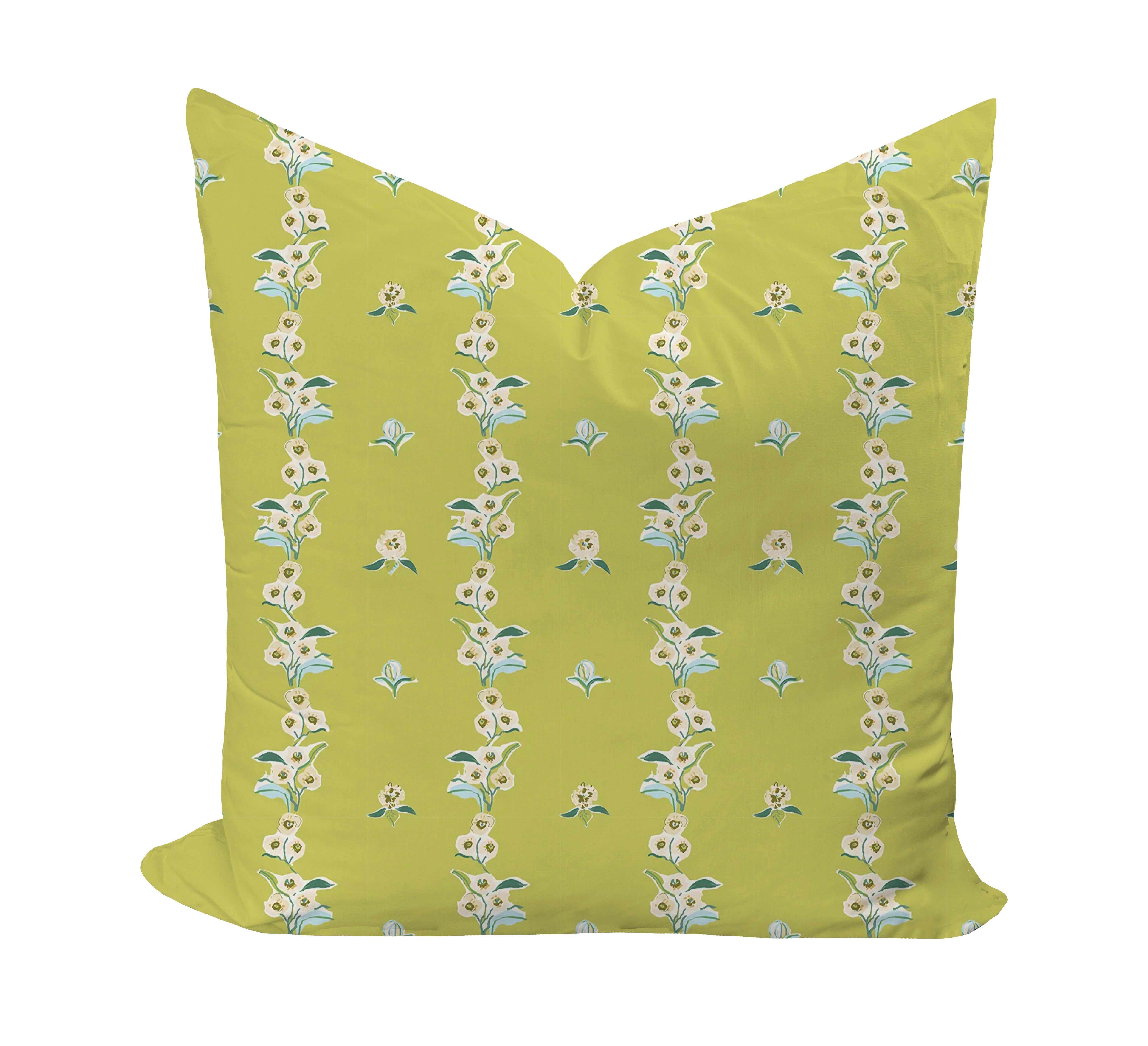 Dainty floral pillow cover in citrus by evelyn henson