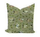 Green pillow cover featuring mallard ducks by evelyn henson