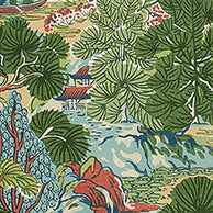 Pagoda Trees in Coral & Green by Thibaut