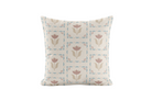 Decorative pillow with taupe & blue floral pattern