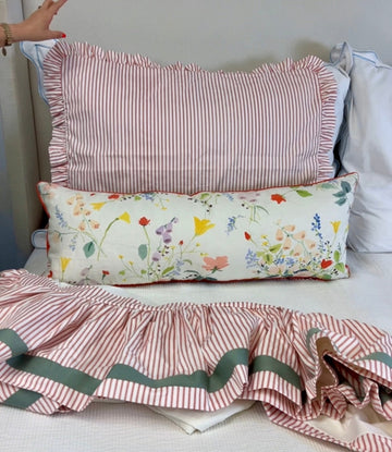 CLICK TO BID- Twin Ticking Stripe  + Caitlyn McCauley Flora