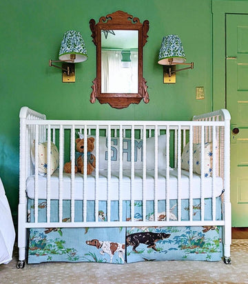 Pointers in Blue Crib Skirt