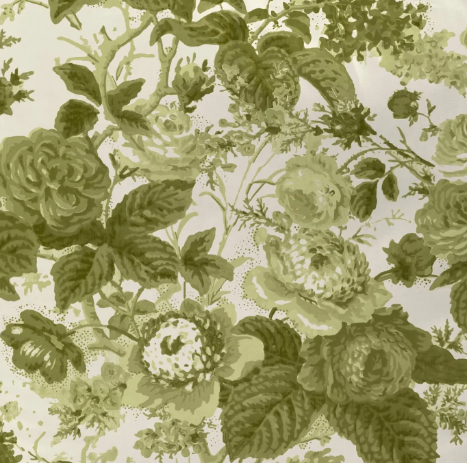 Olive green floral pattern fabric by the yard