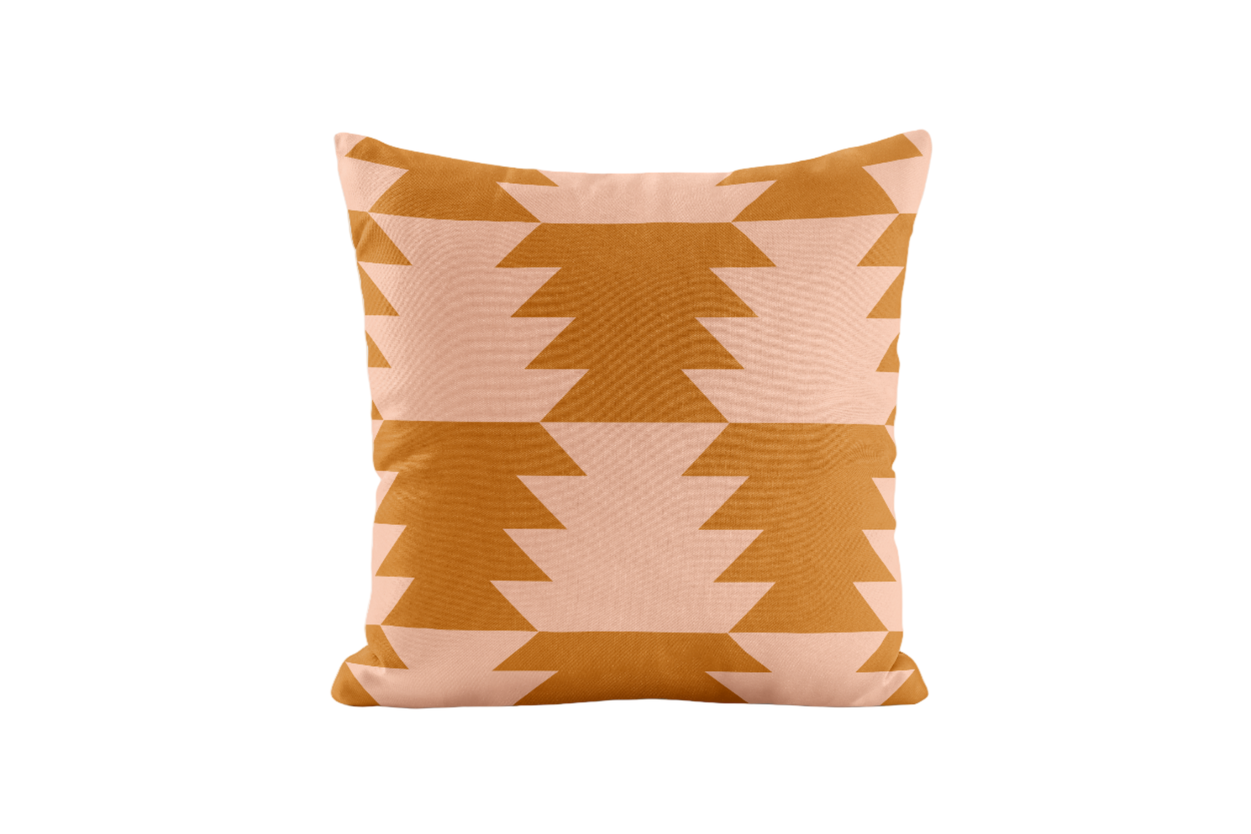 Geometric patterned pillow in auburn and peach