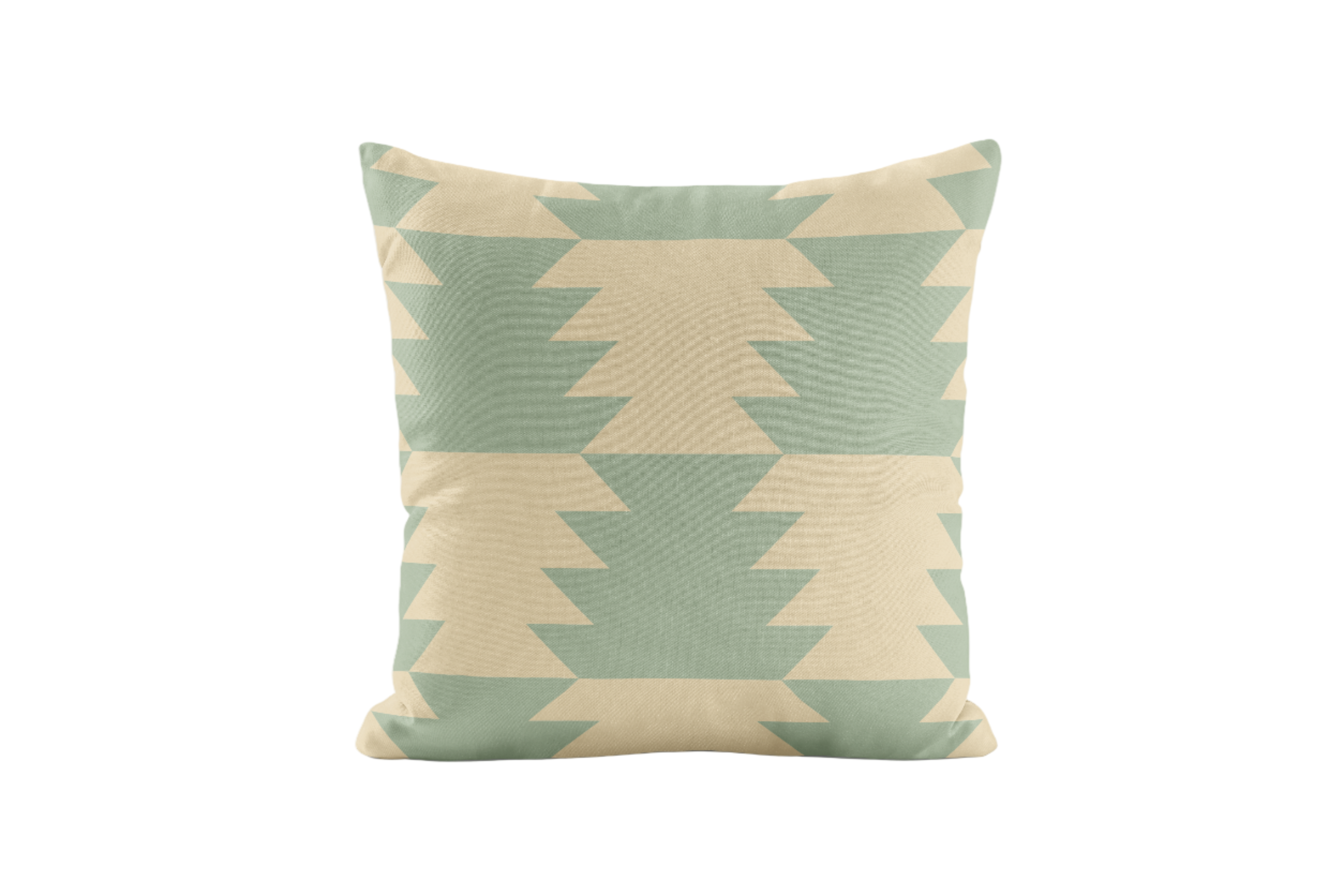 Geometric patterned pillow in sage and ivory