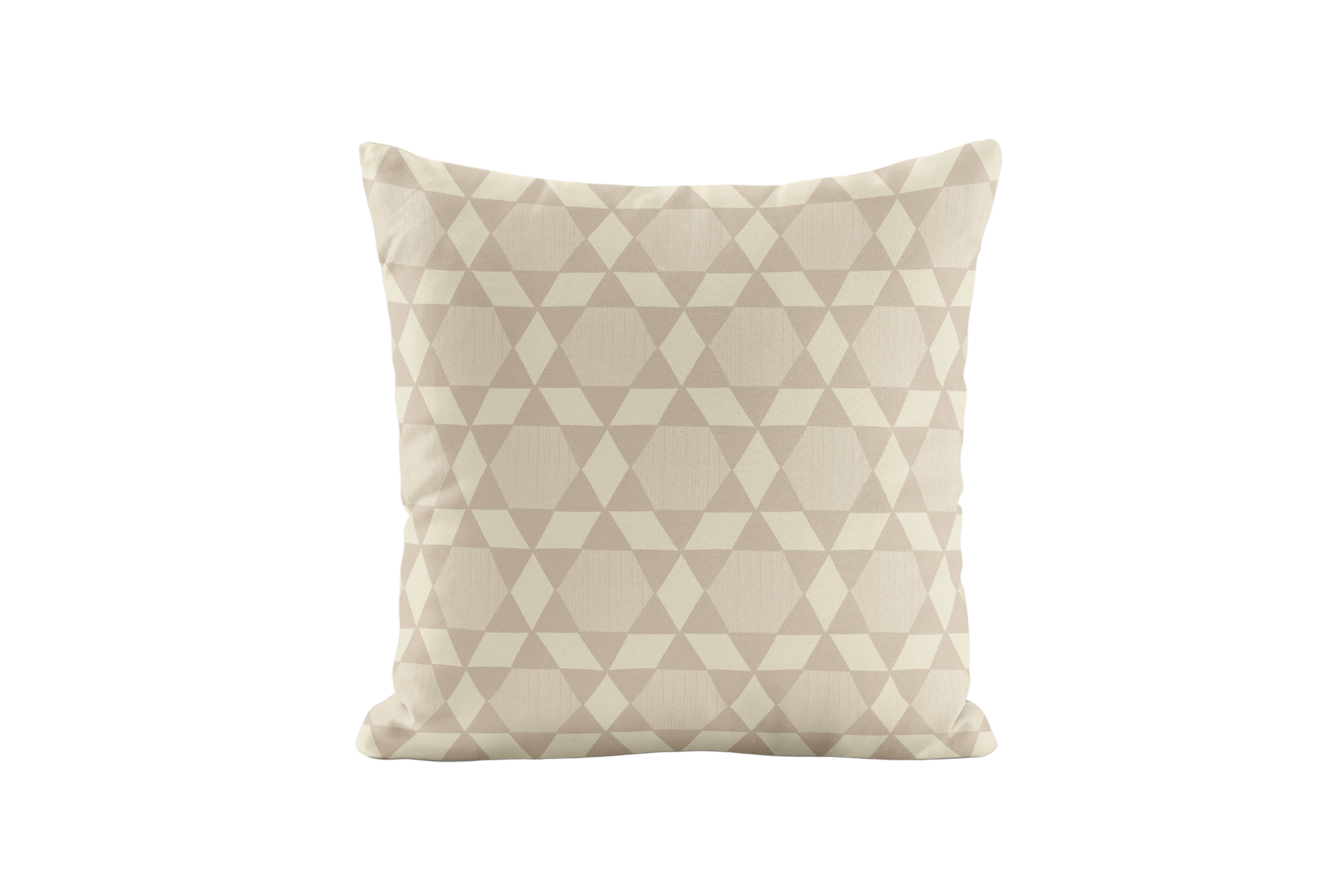 Geometric patterned pillow in taupe and ivory
