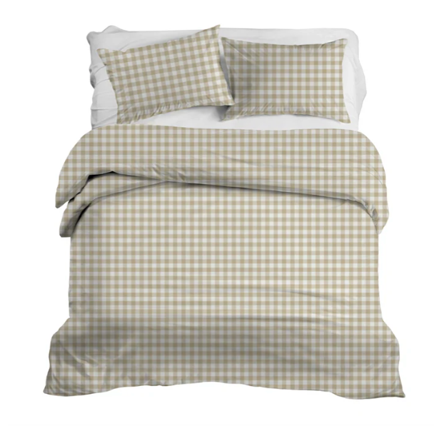 Iva Check Duvet in Fawn- Wheaton Whaley Home