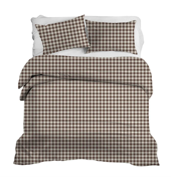 Iva Check Duvet in Fawn - Wheaton Whaley Home