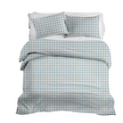 Iva Check Duvet in Ice Blue- Wheaton Whaley Home