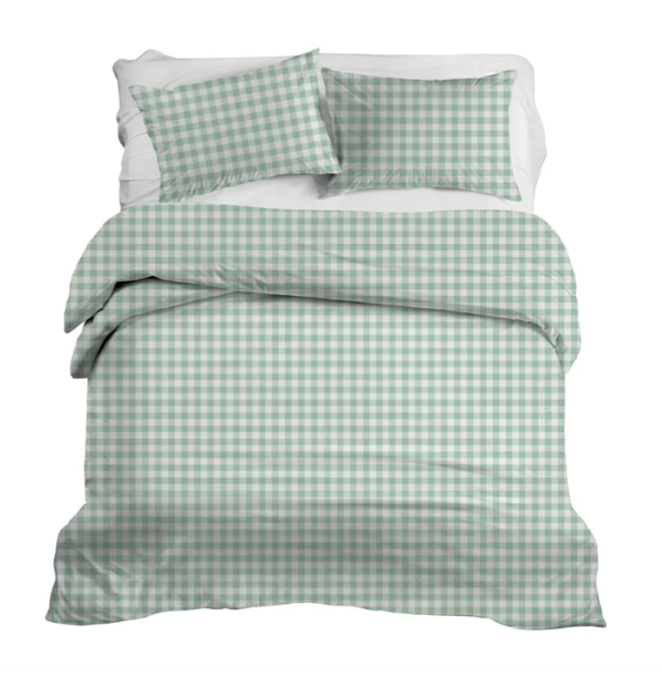 Iva Check Duvet in Seafoam - Wheaton Whaley Home