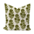 Large floral block print in olive pillow cover