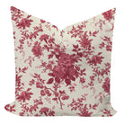 Floral patterned pillow with pink flowers on a white background