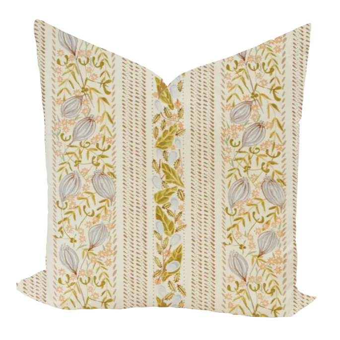Floral bedding pillow in Periwinkle and Brown