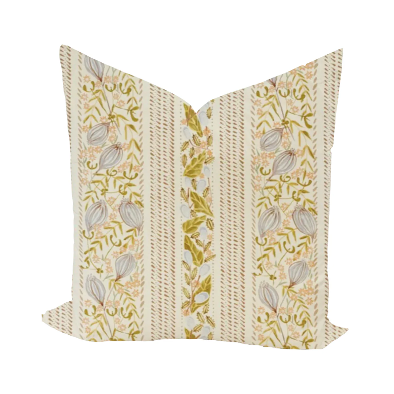 Floral bedding pillow in Periwinkle and Brown