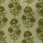 Floral and striped fabric by the yard in olive