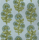 Blue and green striped and floral fabric by the yard