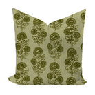 Striped and floral pillow cover in olive