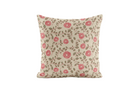 Decorative pillow with red and olive floral pattern 