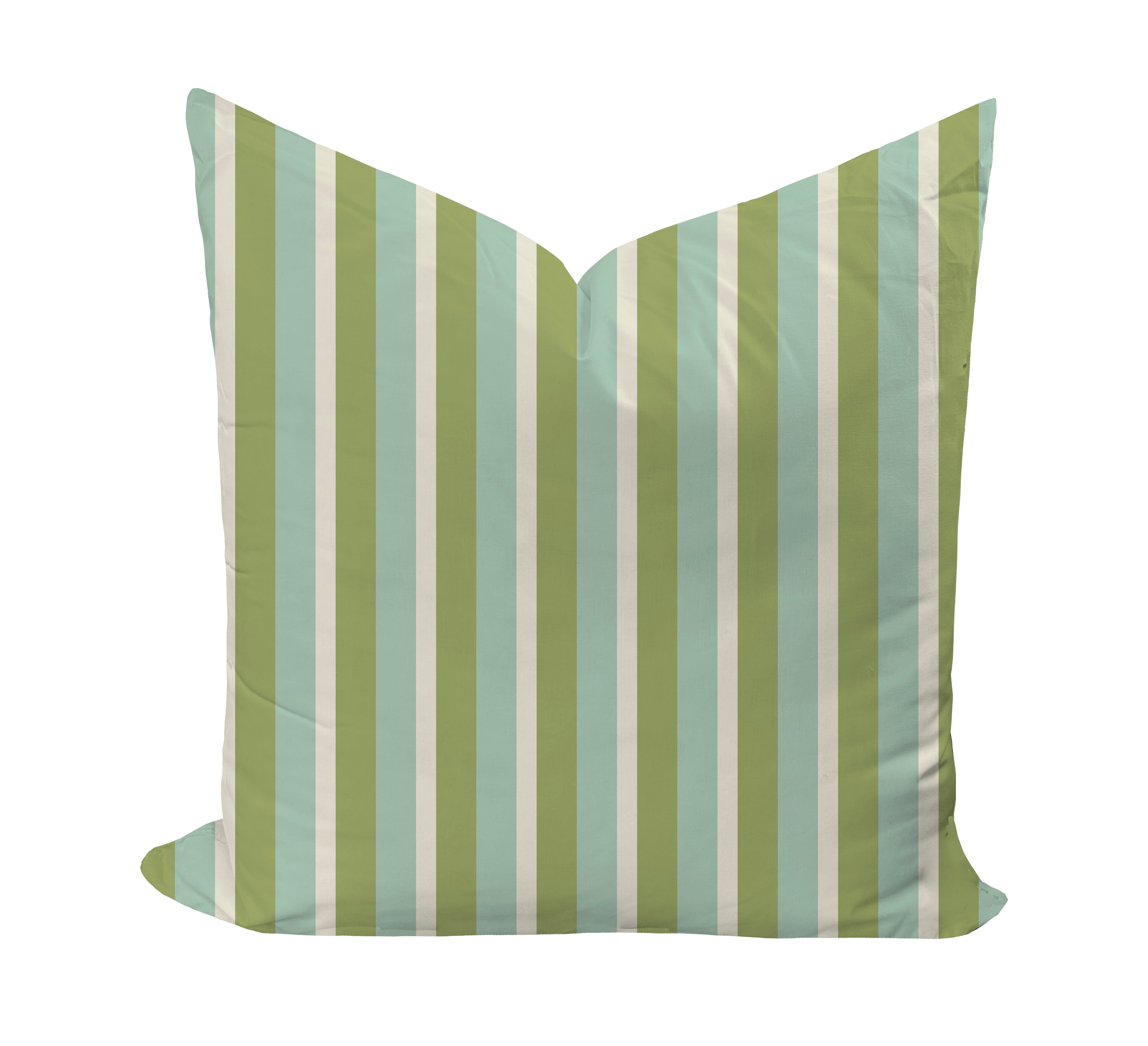 Striped pillow in green and blue