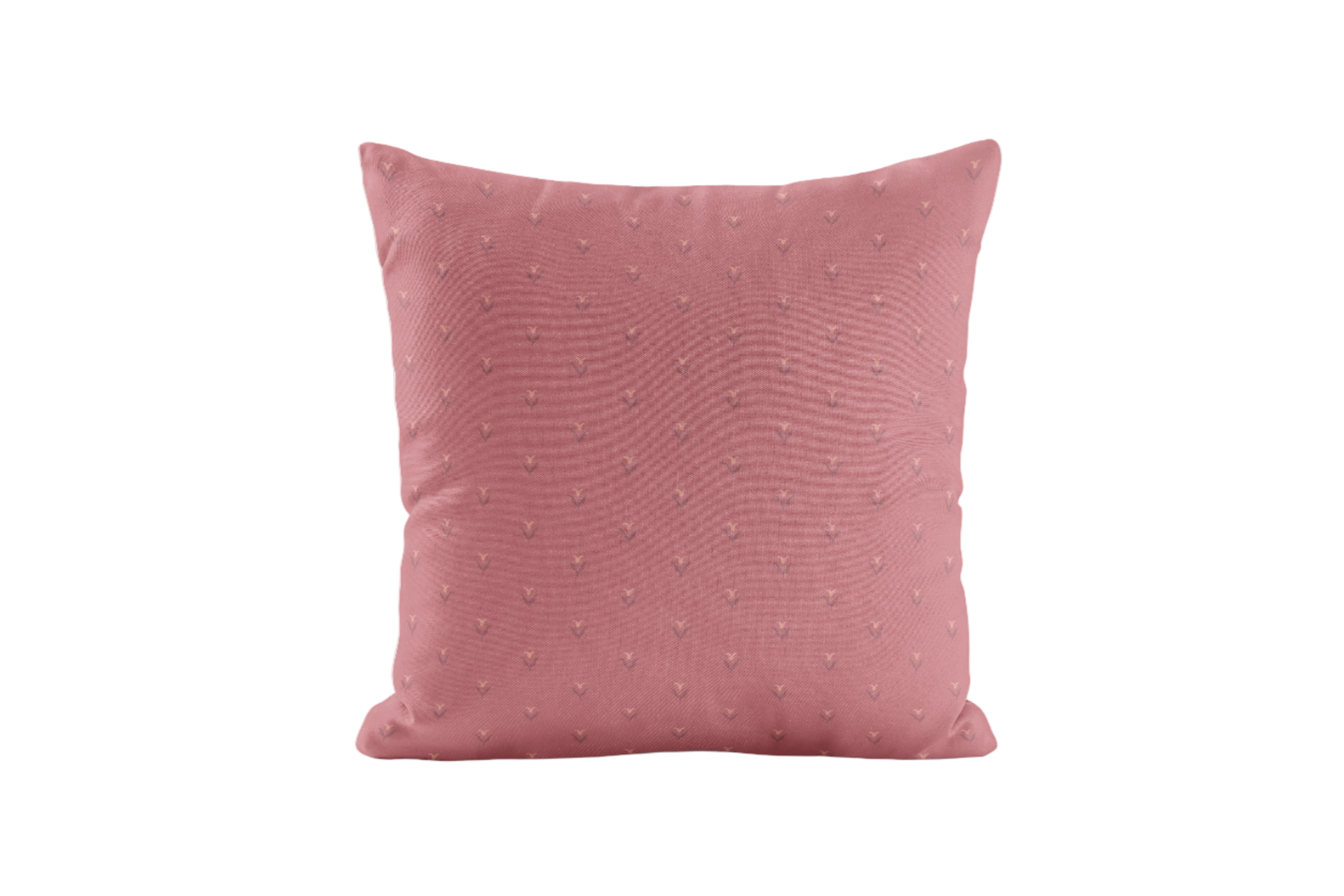 Cottagecore Pink pillow with subtle floral pattern on a white background