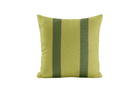 Green pillow with striped pattern on a white background