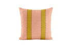 Decorative pillow with peach and chartreuse stripes 
