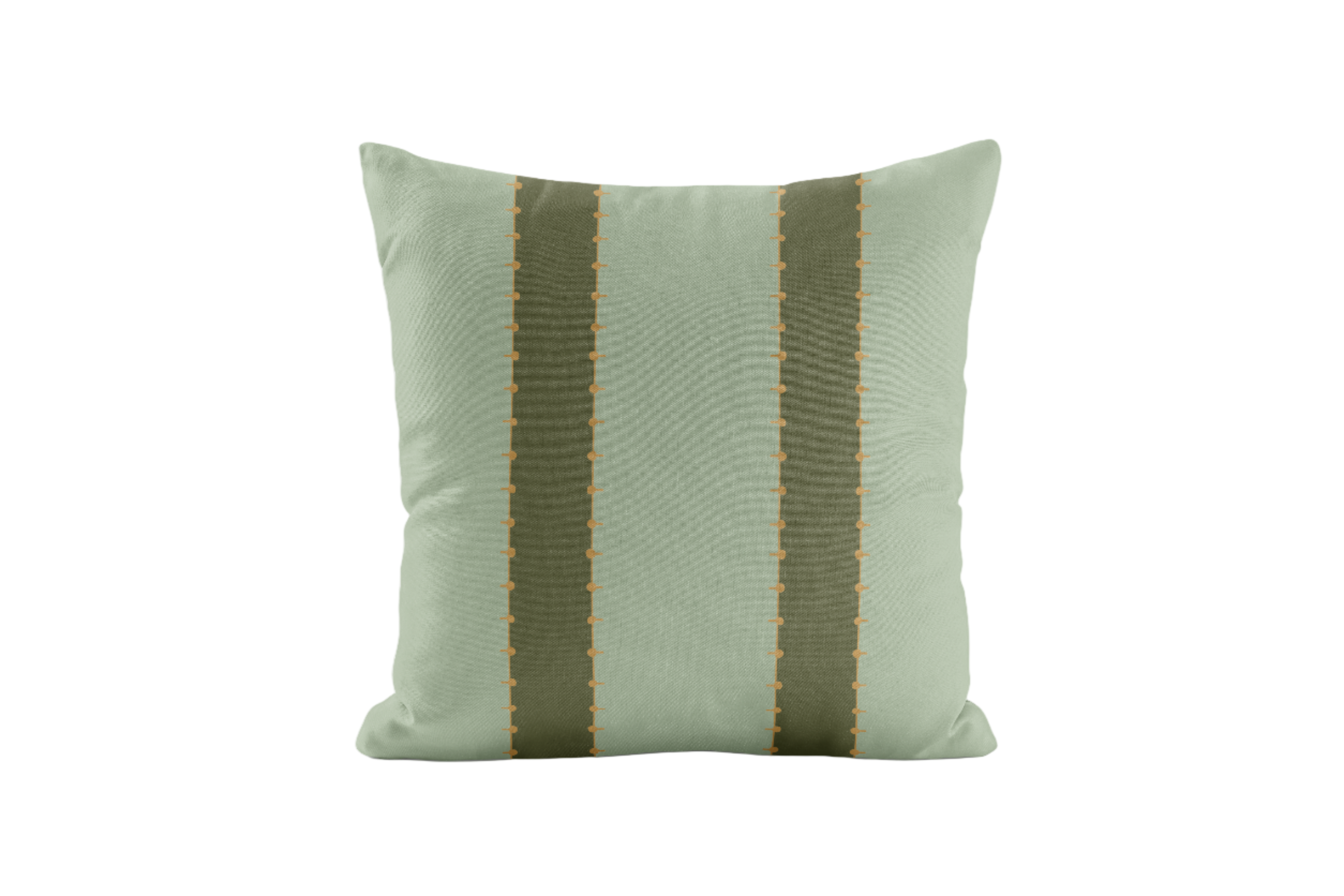 Green striped pillow on a white background