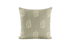 Decorative pillow with striped pattern and persimmons in olive and yellow.
