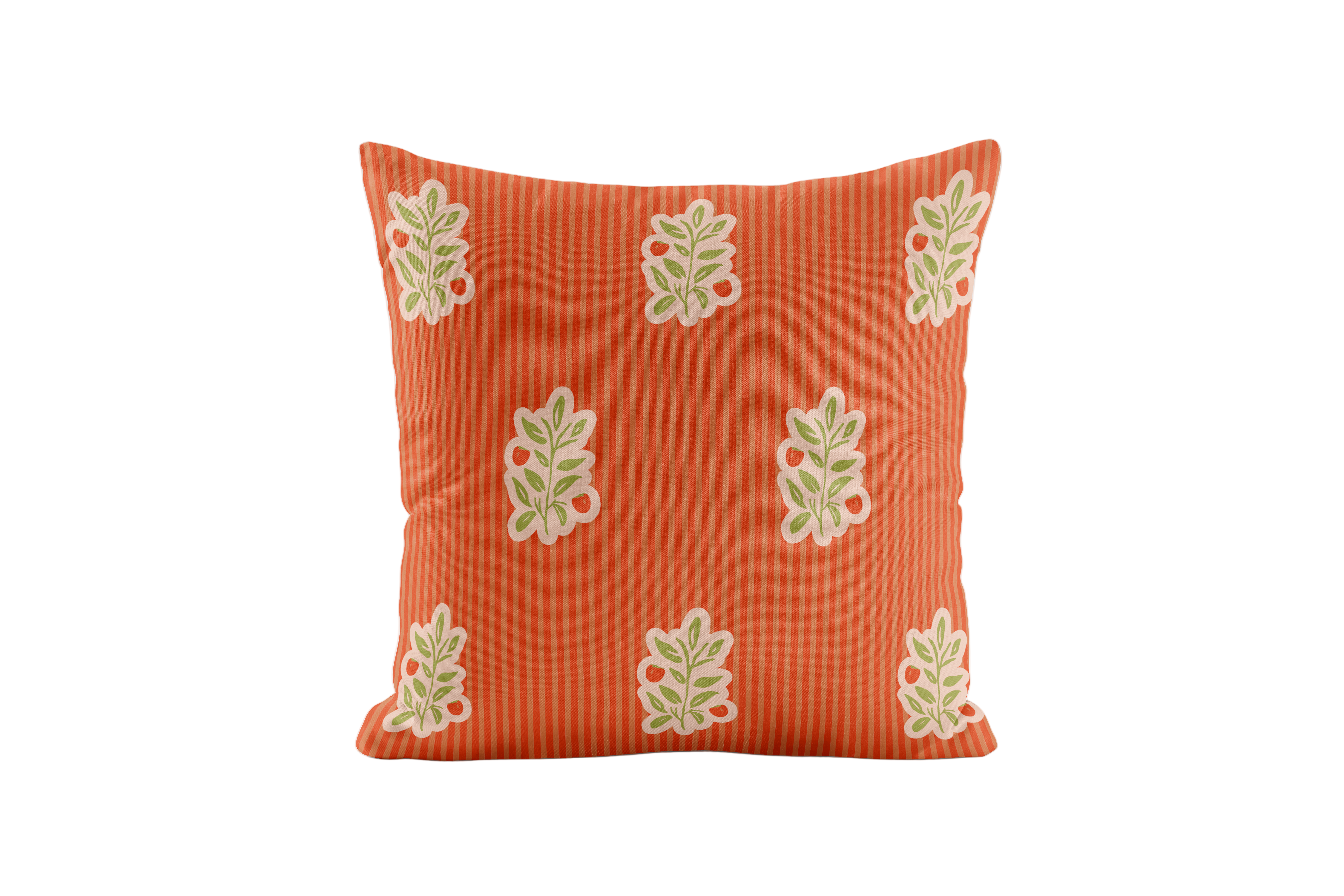 Decorative pillow orange stripes and persimmons