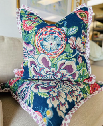 WWH Faves - Thibaut's Peony Garden in Navy with Audrey in Orchid as flange and back