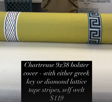 Inventory Sale :: Barry in Chartreuse with Navy Key Tape Stripes Bolster