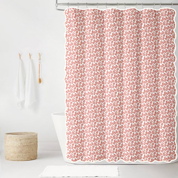 Greenville Small in Tomato and Ballet Scalloped Edge Shower Curtain